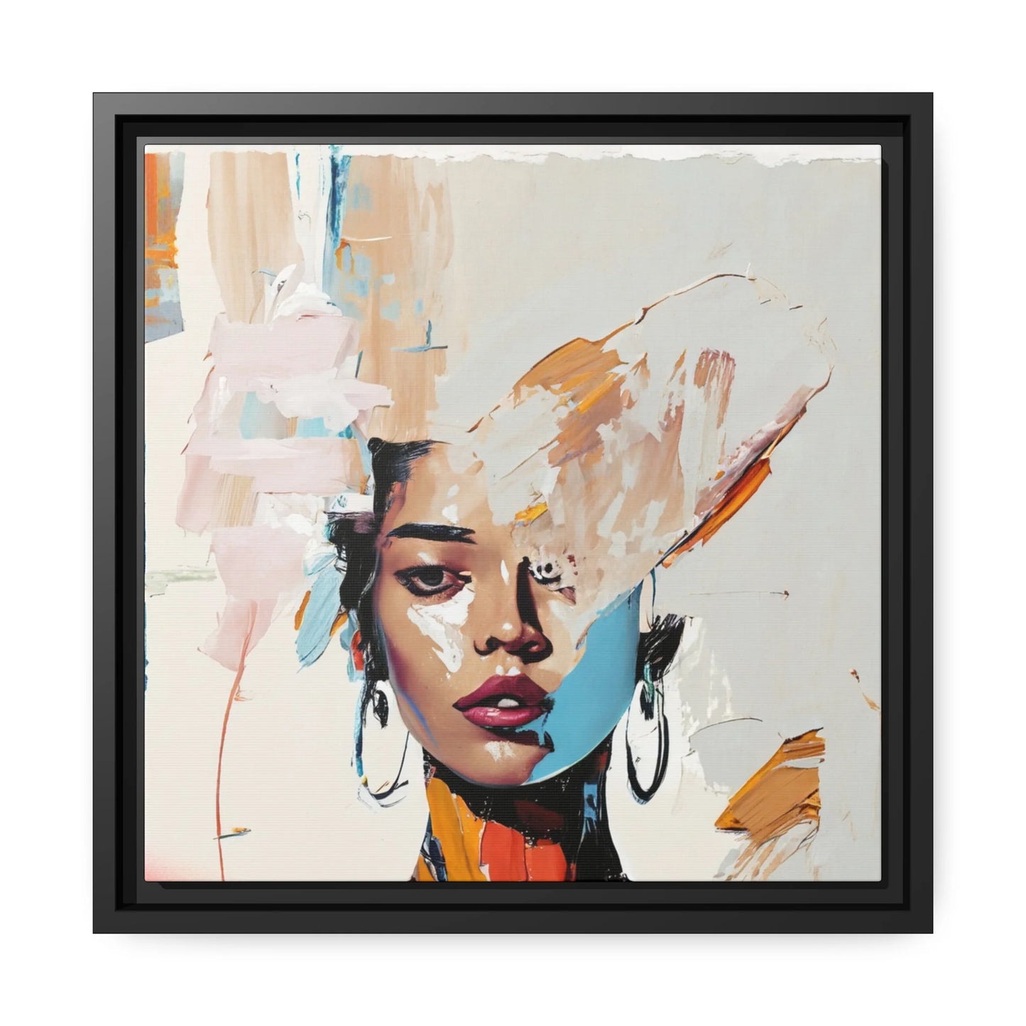 Stunning Woman Abstract Portrait Canvas Wall Art with Elegant Frame - Transform Your Space Today!