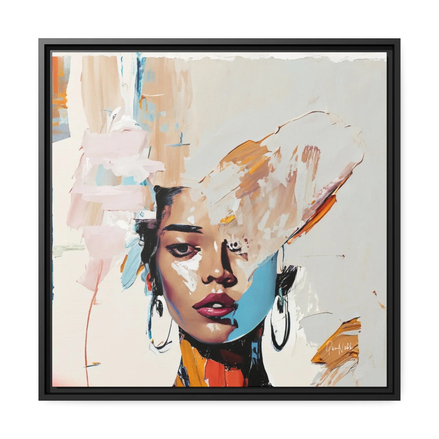 Stunning Woman Abstract Portrait Canvas Wall Art with Elegant Frame - Transform Your Space Today!