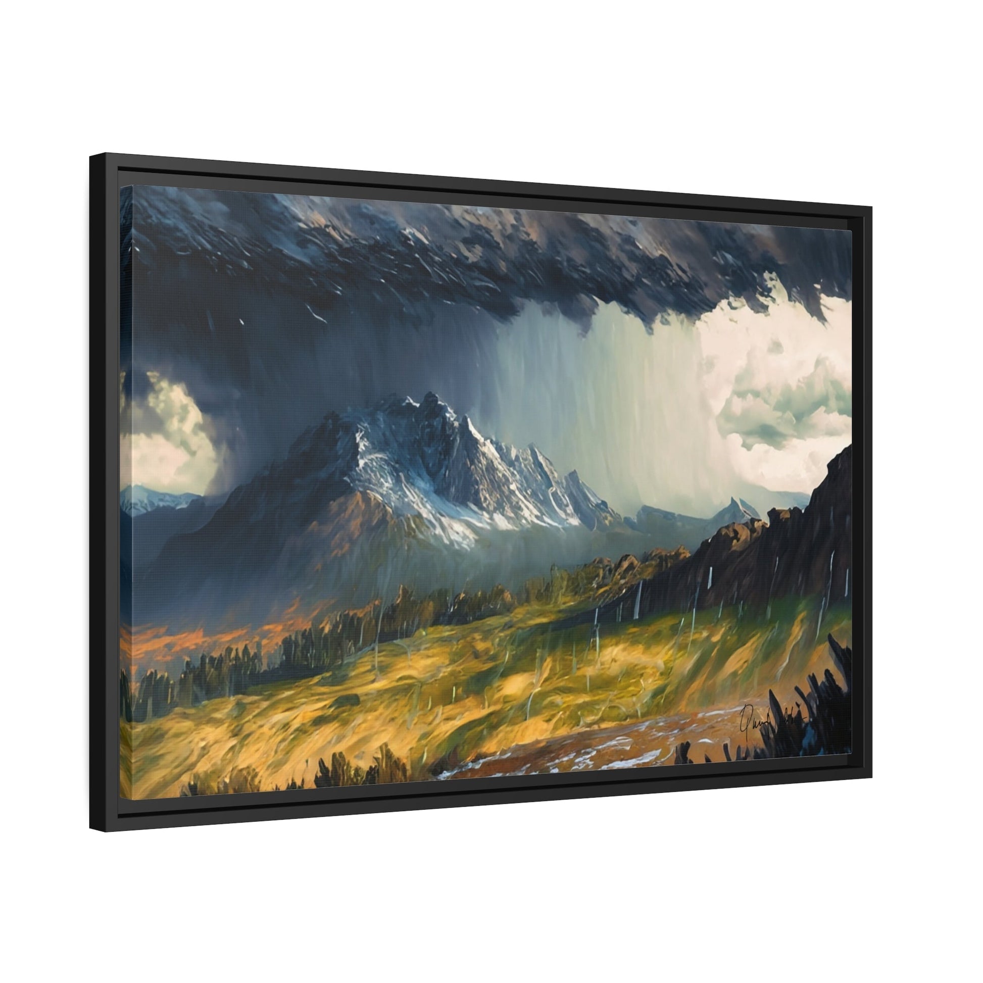 Transform Your Space with Landscape Raining in the Mountains Canvas Wall Art by QueenNoble