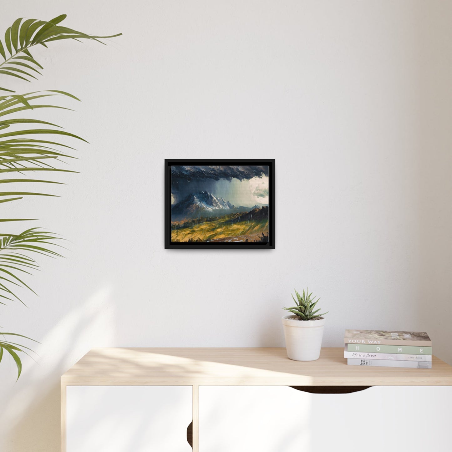 Transform Your Space with Landscape Raining in the Mountains Canvas Wall Art by QueenNoble