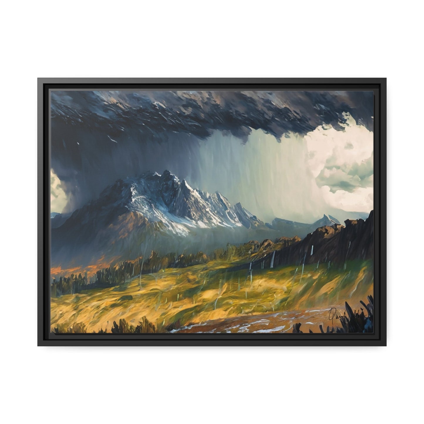 Transform Your Space with Landscape Raining in the Mountains Canvas Wall Art by QueenNoble