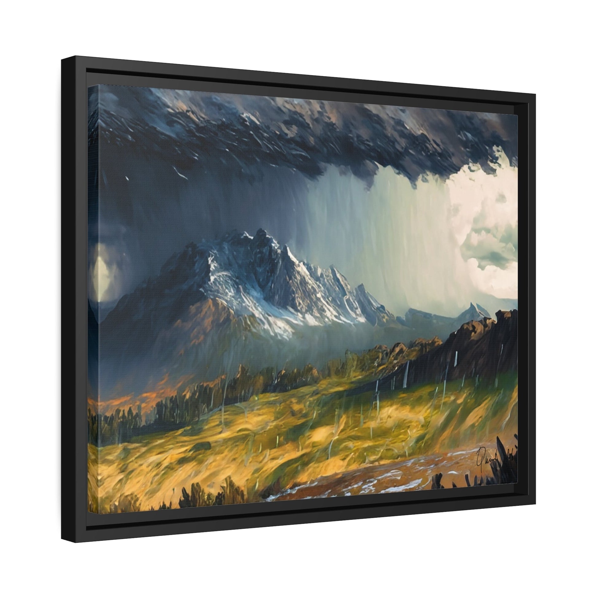 Transform Your Space with Landscape Raining in the Mountains Canvas Wall Art by QueenNoble