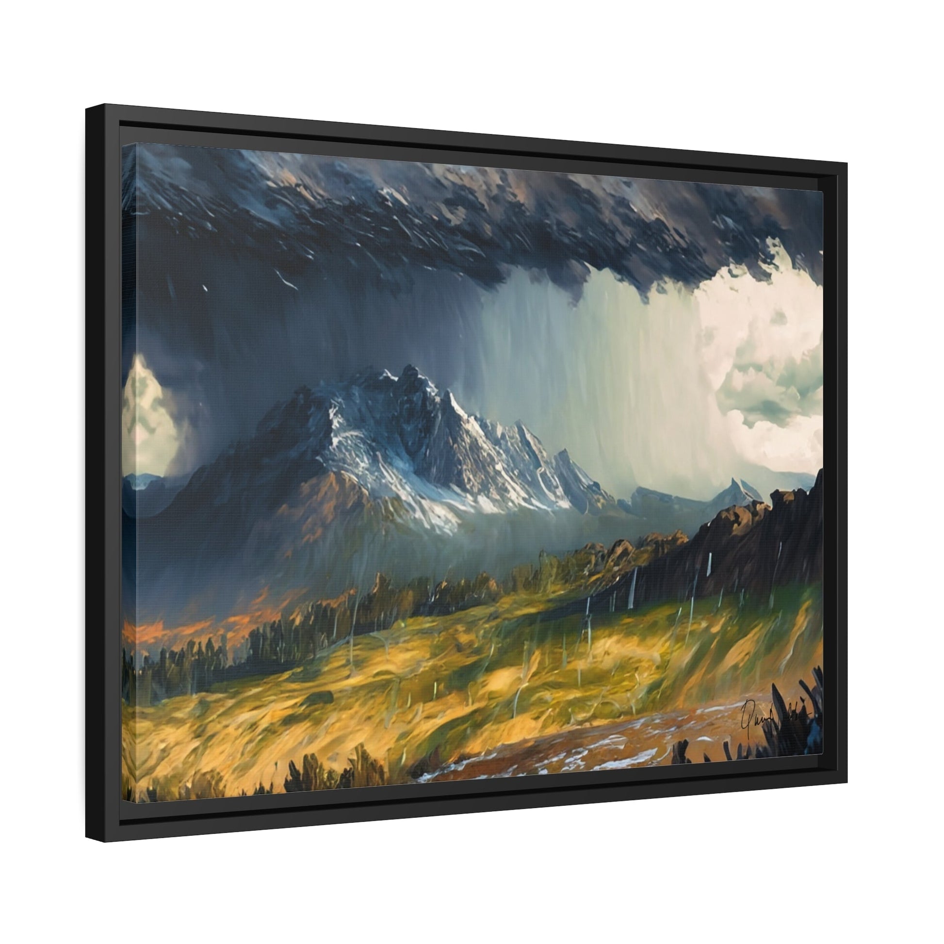 Transform Your Space with Landscape Raining in the Mountains Canvas Wall Art by QueenNoble