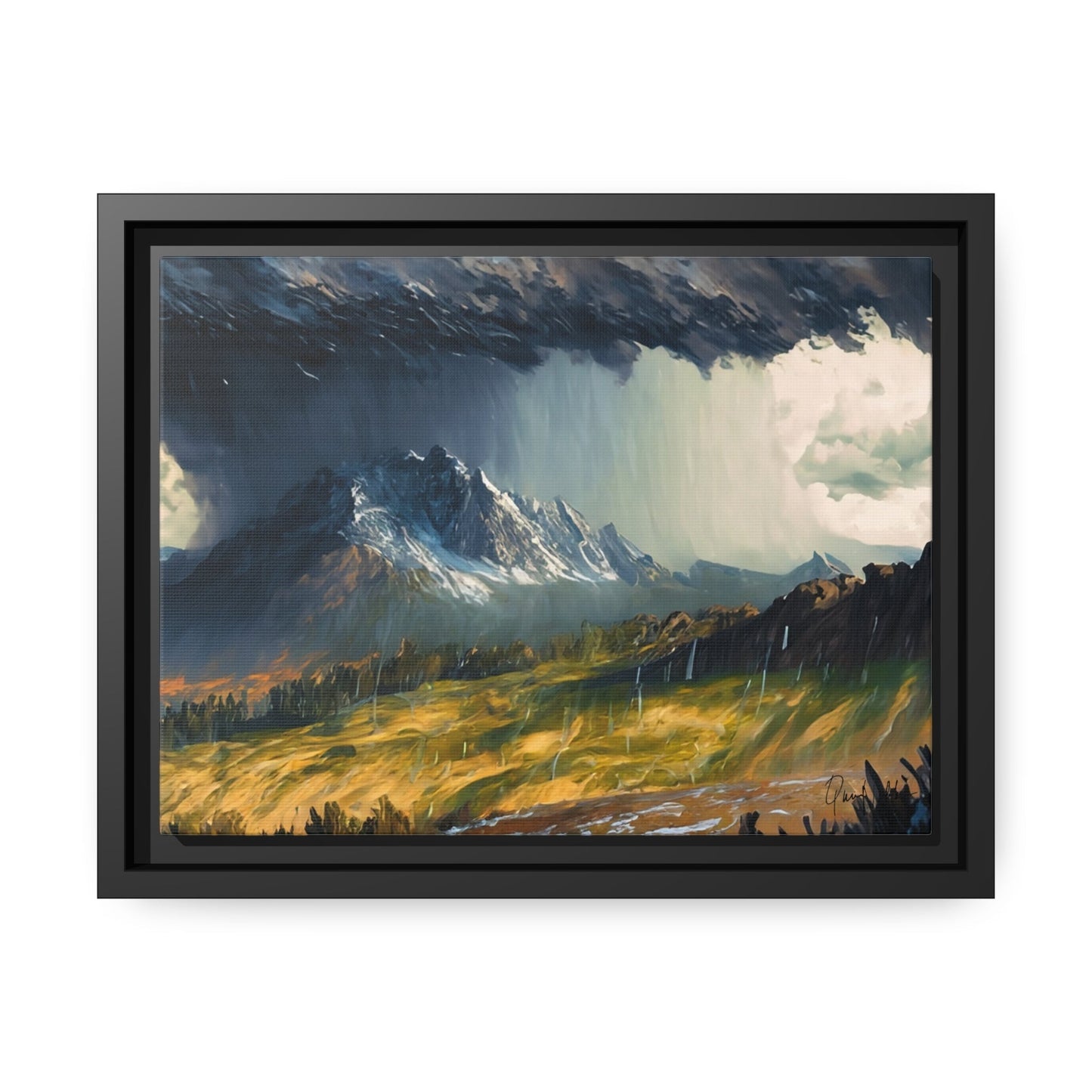 Transform Your Space with Landscape Raining in the Mountains Canvas Wall Art by QueenNoble