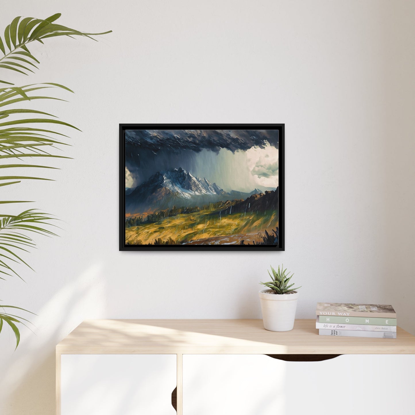 Transform Your Space with Landscape Raining in the Mountains Canvas Wall Art by QueenNoble