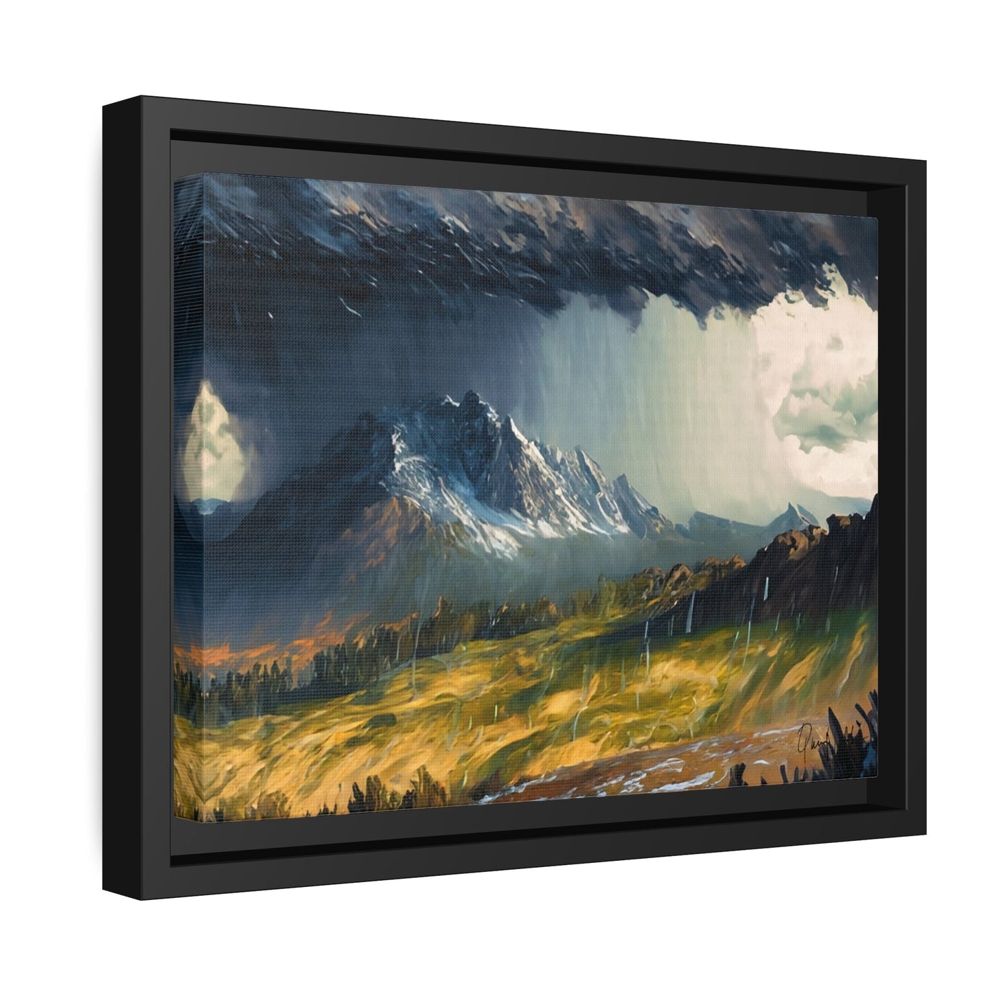 Transform Your Space with Landscape Raining in the Mountains Canvas Wall Art by QueenNoble