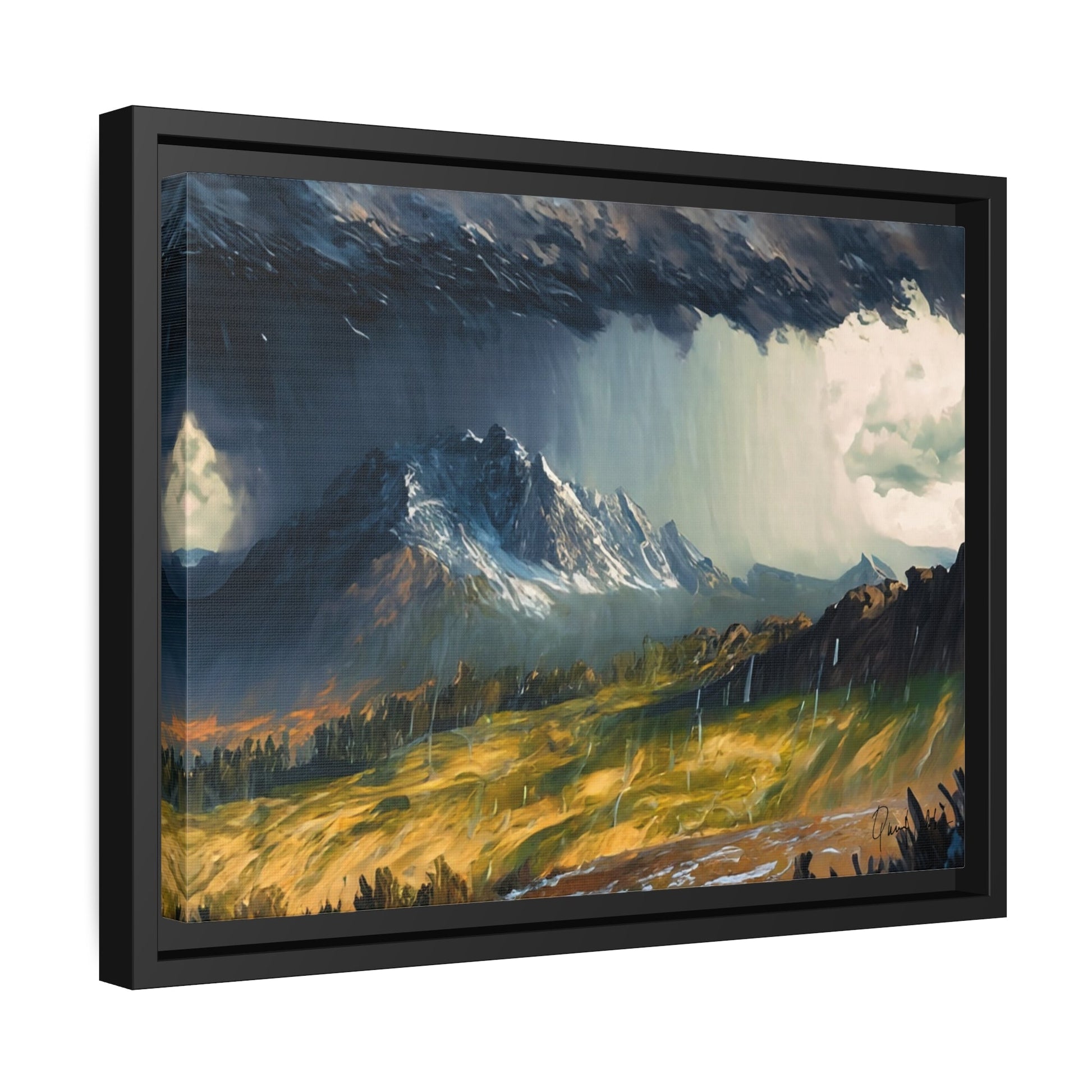 Transform Your Space with Landscape Raining in the Mountains Canvas Wall Art by QueenNoble