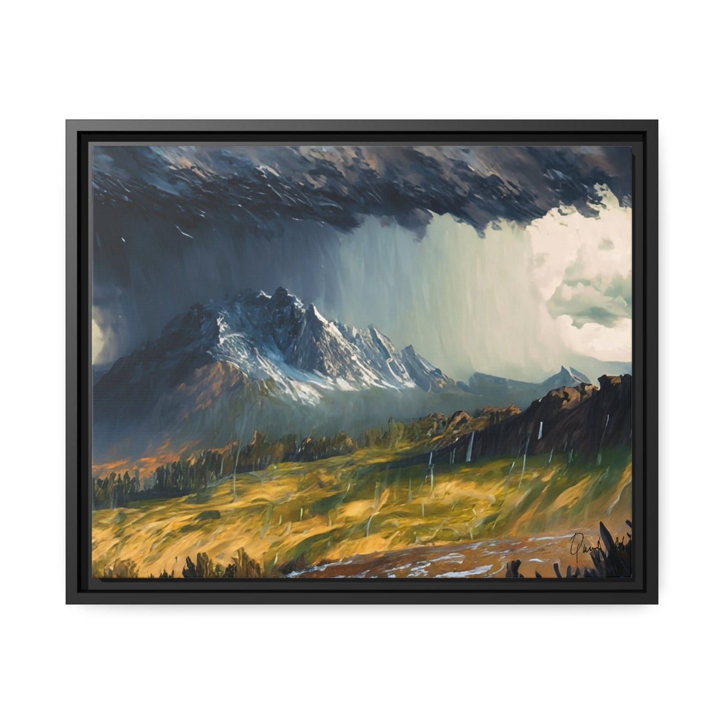 Transform Your Space with Landscape Raining in the Mountains Canvas Wall Art by QueenNoble